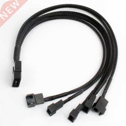0cm 4pin IDE Molex to 4-Port Black Sleeved Cooler Cooling