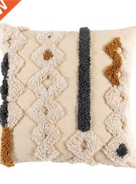 Morocco Tufted Throw Lumbar Pillow Case Embroidered Abstract