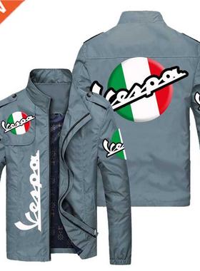 New 2021 Spring Autumn Vespa Logo Men Stand Collar Casual Sw