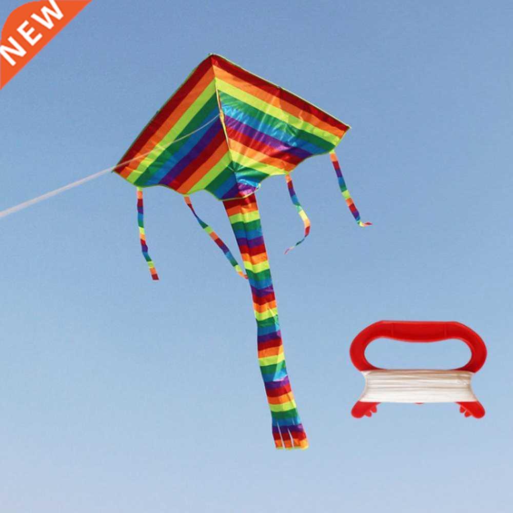 Large Colorful Rainbow Kite Long Tail Nylon Outdoor 30m