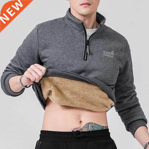 Winter Sweatshirt Men Long Sleeves Men Fleece Lined Warm Swe