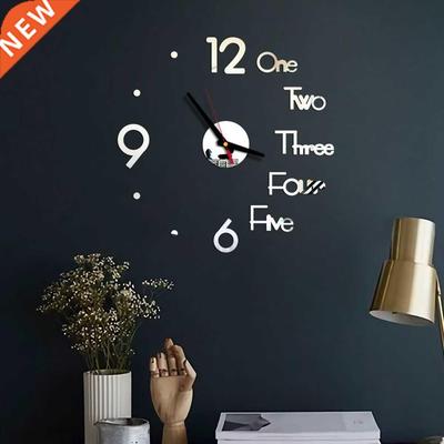 1Set DIY Digital Wall Clock 3D Mirror Surface Sticker Silent