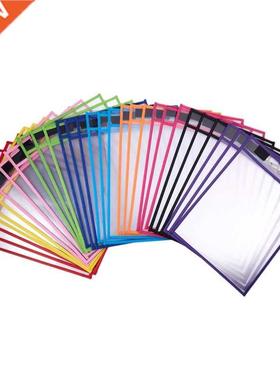 30 Pack Dry Erase Pockets PVC Transparent Sewn Dry Erase Fil