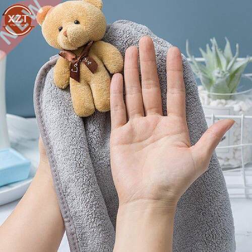 Cute Bear Coral Velvet Bathroom Supplies Soft Hand Towel