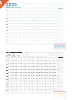 Wall Calendar 2022 Yearly Planner Poster Overview Stickers T