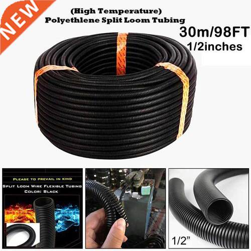 98ft Polyethylene Split Wire Loom Conduit Tubing Sleeve Cabl
