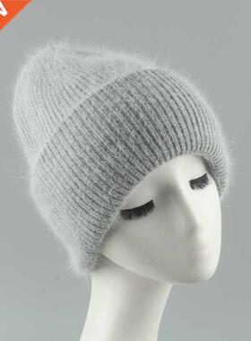 2022 New Luxury Real Rabbit Fur Beanies Women Winter Hat Fas