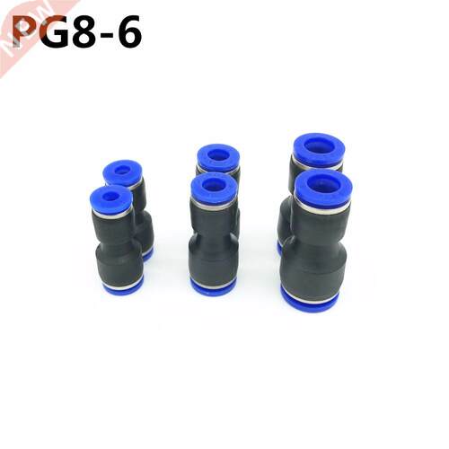 100Pcs PG8-6 8mm Hole to 6mm Pneumatic Fittings Push In Stra