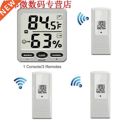 8-Channel Indoor LCD Hygrometer met 3 Remote Sensor