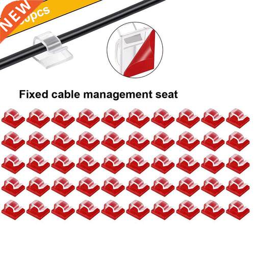 50Pcs Cable Clips Self Adhesive Cord Management Black Wire H