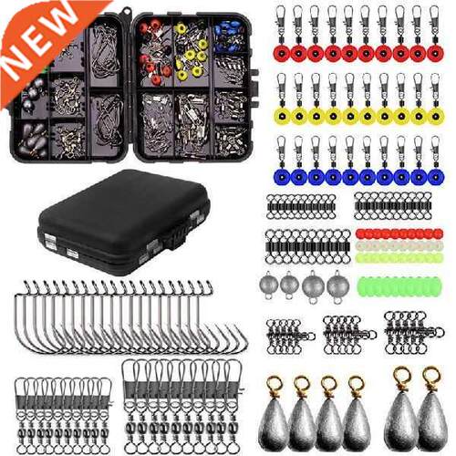 165 Pcs Fishing Lure Hook Accessories Tackle Box Kit Swivel