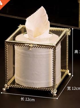 European Rectangular Glass Metal Tssue Box Lvng Room Home