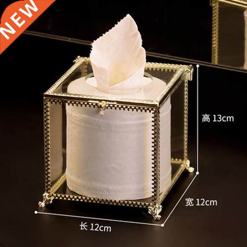 European Rectangular Glass Metal Tssue Box Lvng Room Home