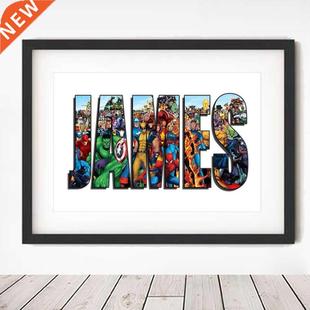 Personalised AVENGERS NAME Word Art Print MARVEL Character P