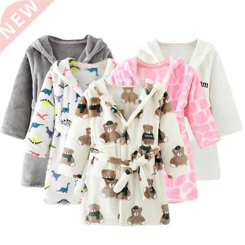 Boys and girls Flannel pajamas robe Autumn and winter Childr