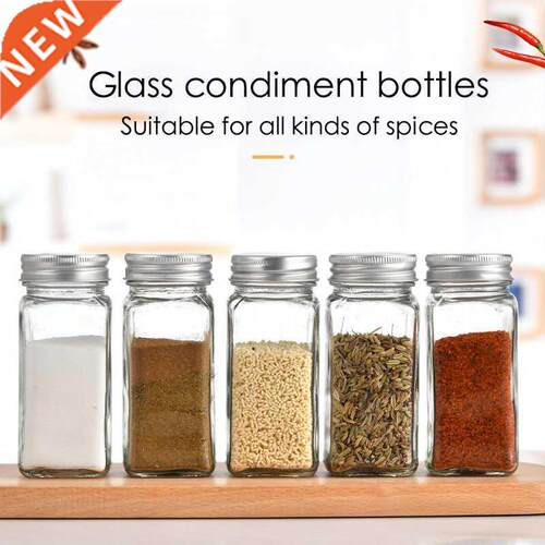 ultiple Set Seasoning Jars Square Glass Container