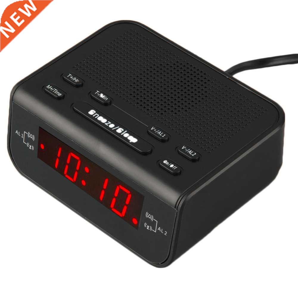 FM Alarm Clock Radio With Alarm Sleep Timer LED Red Time Dis