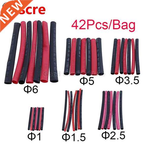 42PCS black red 2:1Heat Shrink Tubing Insulation Shrinkable
