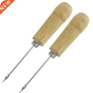 2 Pcs Wooden Handle Sewing Awl Speedy Hand Stitcher