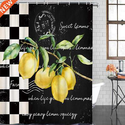 Farm Fruit Lemon Lattice Shower Curtain Polyester Fabric