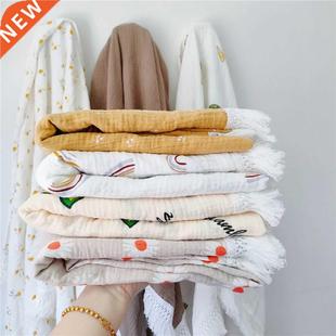 Muin Squares Fringe Baby Swaddle Blankets for New Born Inf