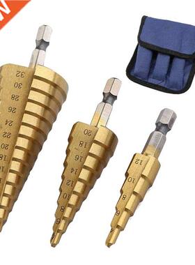 HSS Step Drill Bit Set of 3, 4-12mm 4-20mm 4-32mm Cone Titan