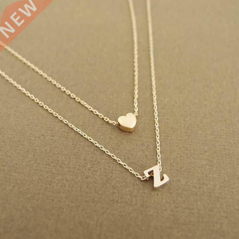 Double layer peach heart letter necklace women fashion creat