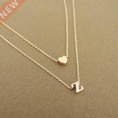 Double layer peach heart letter necklace women fashion creat