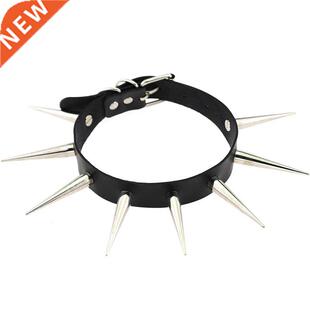 Big Long Spiked Choker Punk Collar Women Men Rivets Studded