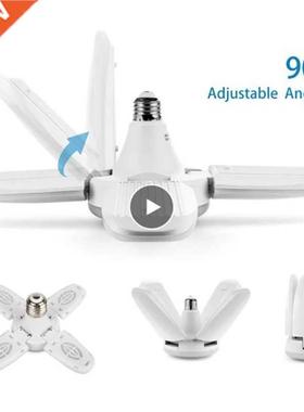 E27 38W LED Garage Light Folding Ceiling Fan Lamp Blade Defo