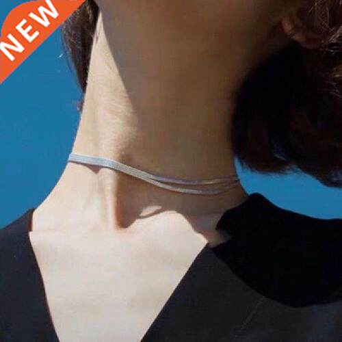 Steel Split Double Layers Choker Necklace For Women 2020