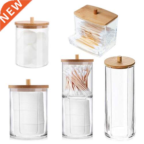 New Cotton Swab Storage Bamboo ver Acrylic Round Container C
