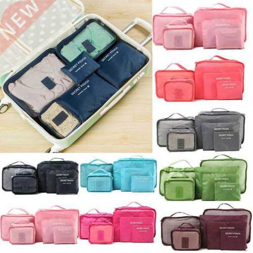 6Pcs/Set Clothes Luggage Packing Cube Organizer Suitcase Tr