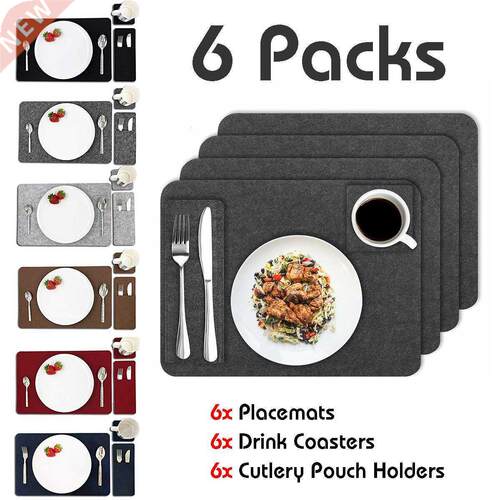 6 Piece/Set 4mm Thickness Felt Placemat Black-Table Mat Can