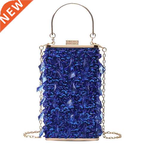 Fashion Crystal blue Clutch Bags Women Designer Party Purse
