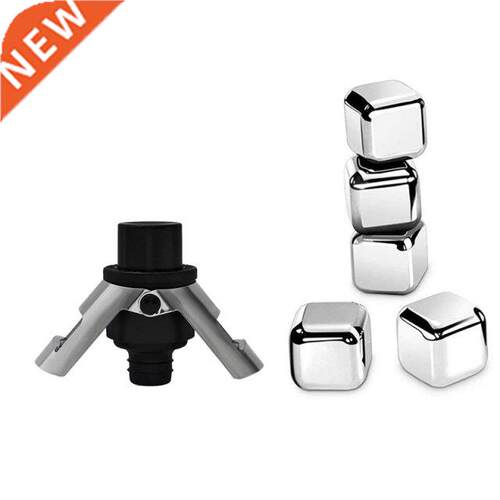 8Pcs Stainless Steel Reusable Freeze Ice Blocks & 1Pcs S