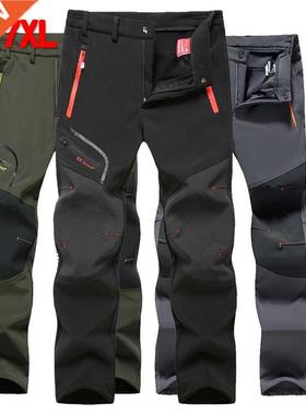Winter Hiking Pants Men Sretch Softshell Fleece Fishing Pant