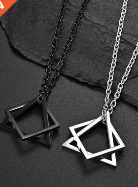 Geometry Interlocking Square Triangle Male Pendant for Men S