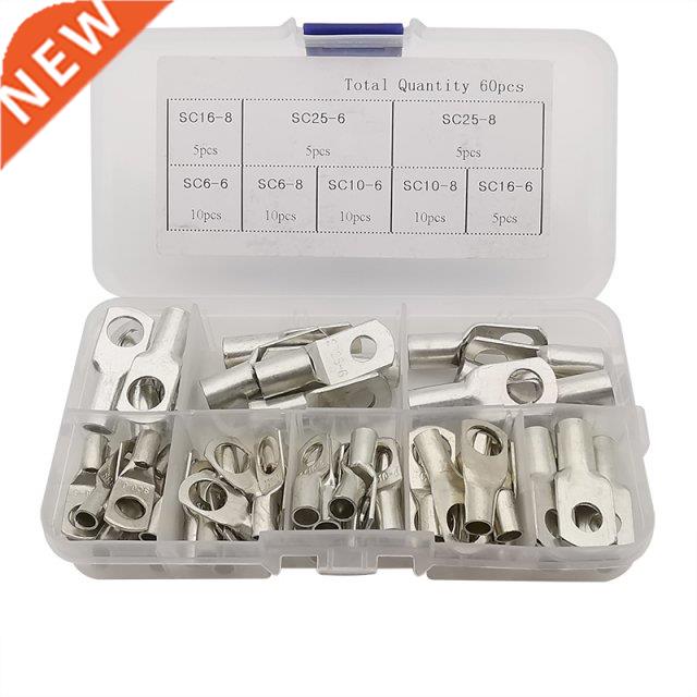 60Pcs/Box SC Bare Terminals Tinned Copper Lugs Ring Seal Bat
