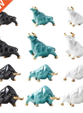 Modern Resin Art Bull Sculpture Ox Ornament Figurine Statue