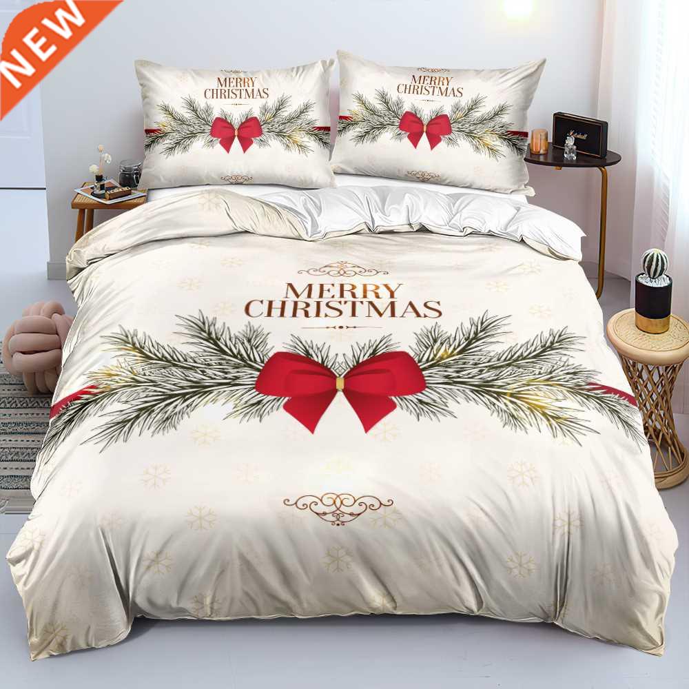 3D Bed Linen Merry Christmas White Bedding sets XMAS Duvet/Q