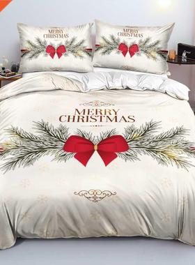 3D Bed Linen Merry Christmas White Bedding sets XMAS Duvet/Q
