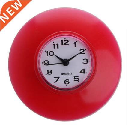 Silicone Bathroom Kitchen Shower Suction Wall Clock Water-Re