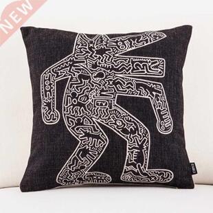 Keith Haring Graffiti Printed Square Decorative Throw Pillow