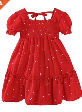 3-8 Year Girls Princess Dress For Kids Summer Fairy Puff Sho