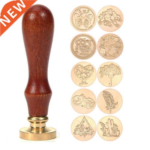Antique Wooden Stamp Owl Butterfly Metal Sealing Wax Stamps