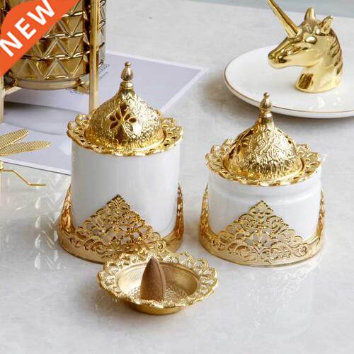 Creative golden wrought iron ceramic combination incense