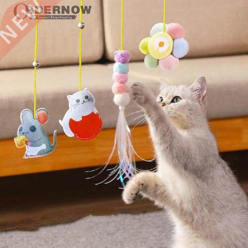 Interesting Cat Toy Hanging Funny Self-hey Stick with Bell