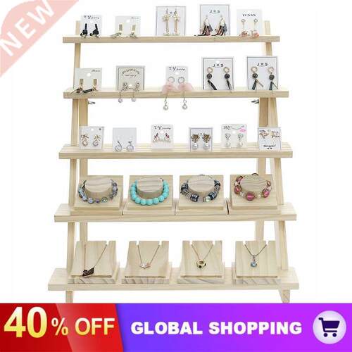 2 Layer Wooden Ear Stud Holder Earring Stand Display Rack Lu