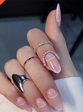 Gothic Metal Line Thin Nail Rings for Women Daily Fingertip